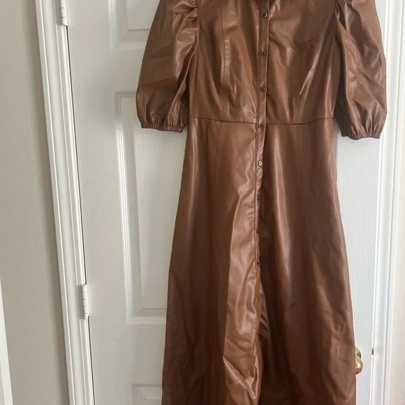 Zara brown leather dress small. - Picture 2 of 4